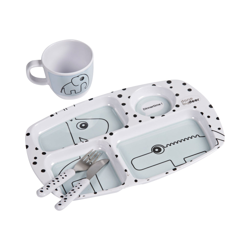 Done by Deer-Toddler dinner set-Happy Dots ruokailusetti - Tarvike - Done by Deer - Sininen - - - Muksukaskauppa.fi